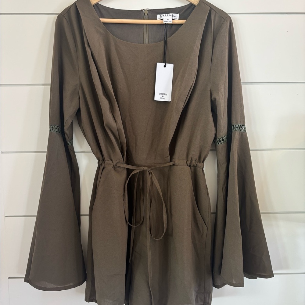 LoveRiche Olive Green Long-Sleeve Romper NWT